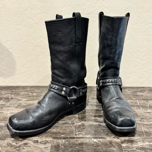 Frye Leather Chain Link Harness Boots - Picture 12 of 12